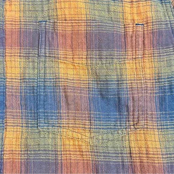 Carbon 2 Cobalt Mens Bonfire Plaid Orange Black Long Sleeve Button Up Shirt Med - Picture 6 of 9